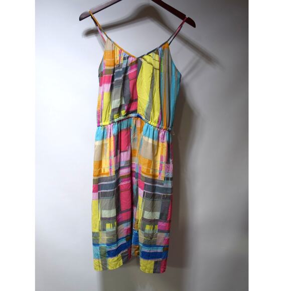 Trina Turk Dresses & Skirts - Trina Turk Multicolor Abstract Plaid Sleeveless Dress Size 6 Silk Blend